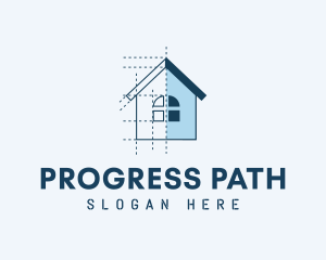 House Blueprint Construction logo design