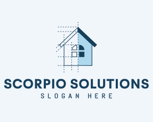 House Blueprint Construction logo design