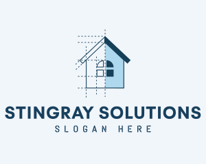 House Blueprint Construction logo design