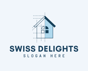 House Blueprint Construction logo design