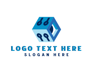 Software - 3D Cube Cyber App logo design