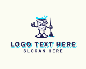 Mop - Bucket Janitorial Mop logo design