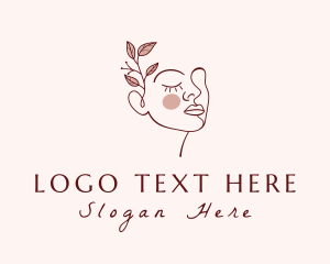 Face - Leaf Woman Face Salon logo design