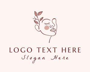 Head - Leaf Woman Face Salon logo design
