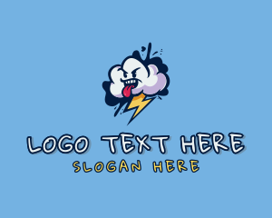 Skater - Tough Lightning Cloud logo design