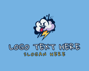Angry - Tough Lightning Cloud logo design