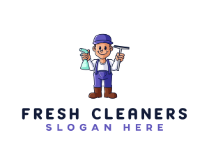 Janitor Squeegee Cleaner logo design