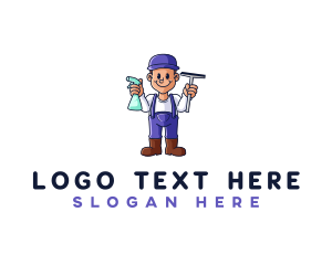 Mascot - Janitor Squeegee Cleaner logo design