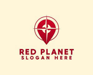 Red Compass Pin logo design