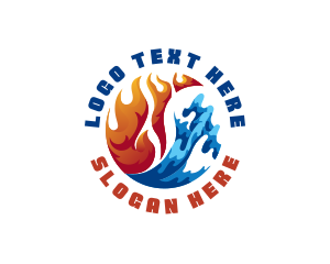 Blue Flame - Fire Water Thermal Refrigeration logo design