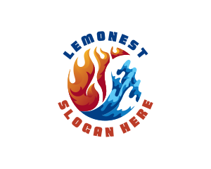 Temperature - Fire Water Thermal Refrigeration logo design