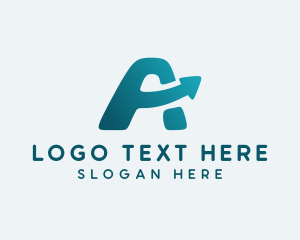 Teal - Freight Arrow Letter A logo design