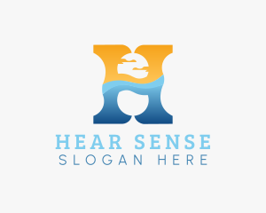 Ocean Sunset Horizon H logo design