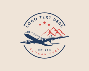 Badge - Mountain Flight Airplane logo design
