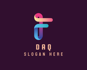 3D Digital Technology Letter F  Logo