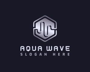 Hexagon Tech Wave logo design