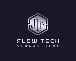 Hexagon Tech Wave logo design