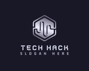 Hexagon Tech Wave logo design