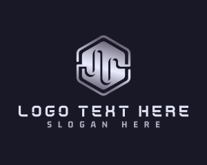 Frequency - Hexagon Tech Wave logo design