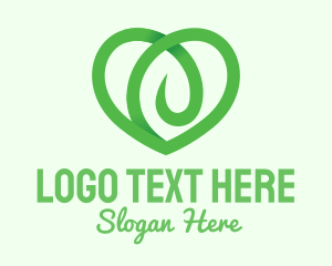 Green Leaf - Green Eco Heart logo design