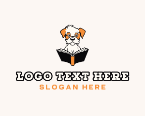 Book - Dog Reading Book logo design