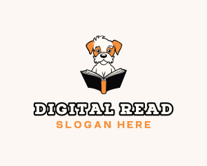 Dog Reading Book logo design