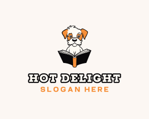 Dog Reading Book logo design