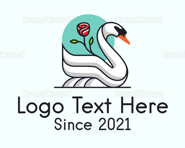 Floral Rose Swan Logo