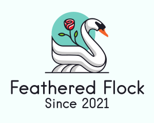 Geese - Floral Rose Swan logo design