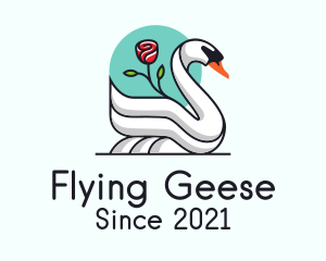 Geese - Floral Rose Swan logo design