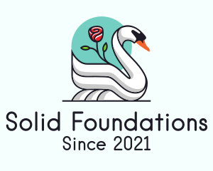 Animal Sanctuary - Floral Rose Swan logo design
