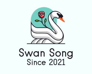 Floral Rose Swan logo design