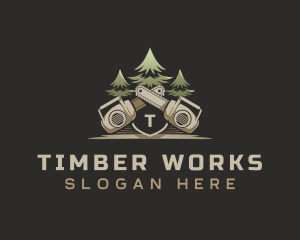 Lumber - Chainsaw Lumber Tree logo design