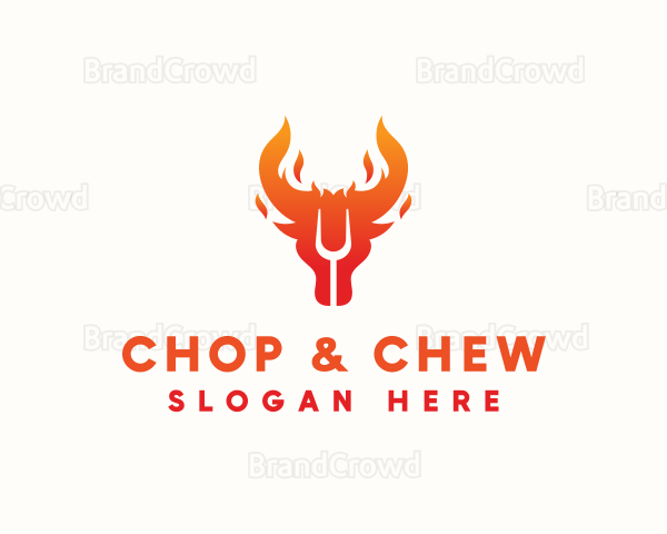 Flame Grill Cow Logo