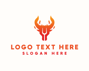 Horn - Flame Grill Cow logo design