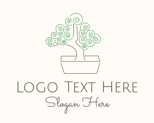 Line Art - Green Bonsai Tree logo design