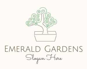 Green Bonsai Tree logo design