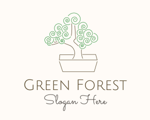 Green Bonsai Tree logo design