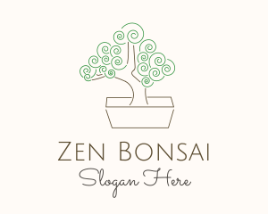 Green Bonsai Tree logo design