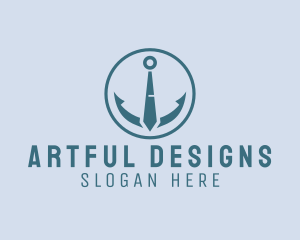 Nautical Anchor Necktie logo design