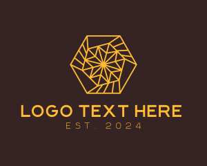 Cyber Security - Yellow Hexagon Spiral logo design