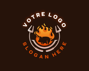 Hot - Grill Roasted Pork logo design