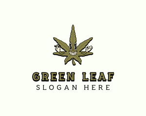 Smoking Cannabis Leaf logo design