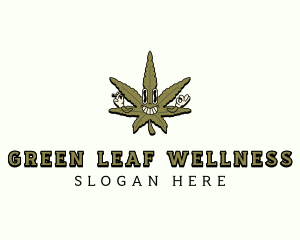 Smoking Cannabis Leaf logo design