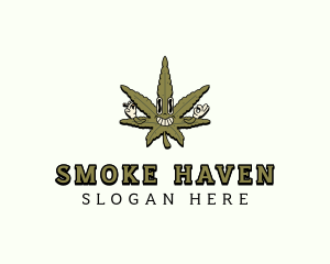 Smoking Cannabis Leaf logo design