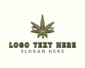 Weed Pipe - Smoking Cannabis Leaf logo design