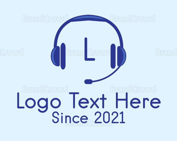Blue Headphones Letter Logo