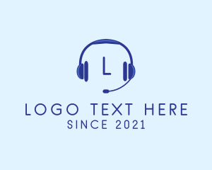 Customer Support - Recording Headphones Microphone logo design