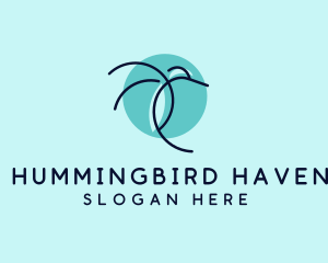 Simple Hummingbird Line Art logo design