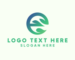 Natural - Gradient Plant Letter E logo design